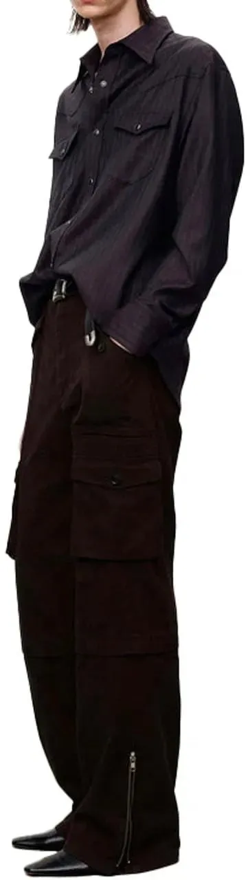 Tony Wack - Pantaloni Utility Cargo Garment Washed Faded Marro - Größe L - bunt – Bild 2