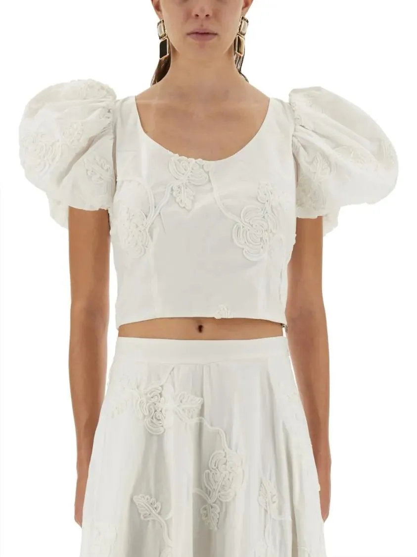 Rotate - Cotton Top With Puff Sleeves - Größe 36 - weiß Rotate - Cotton Top With Puff Sleeves - Größe 36 - weiß