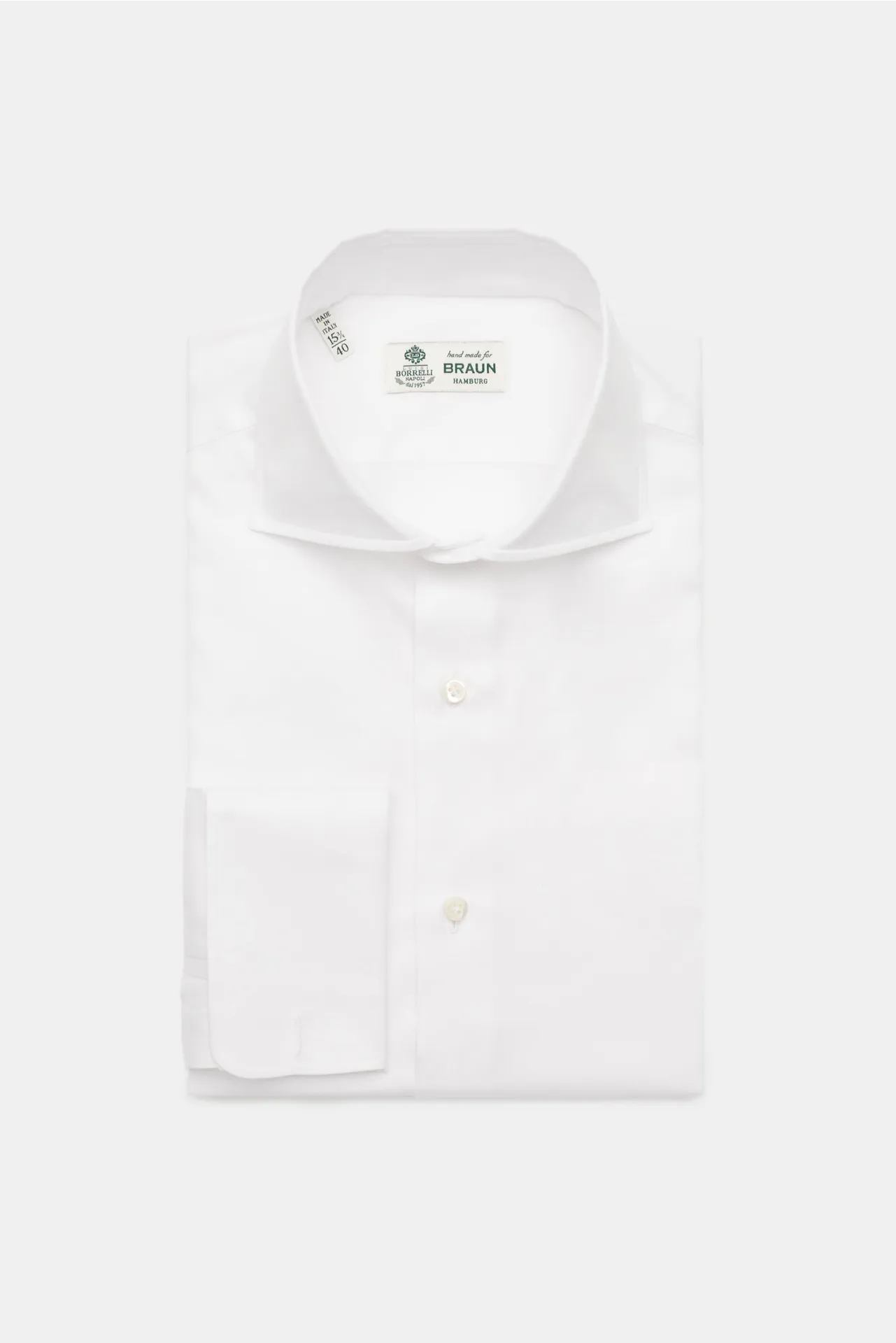 Borrelli - Herren - Business Hemd %27Nando%27 Haifisch-Kragen weiß Borrelli - Herren - Business Hemd %27Nando%27 Haifisch-Kragen weiß