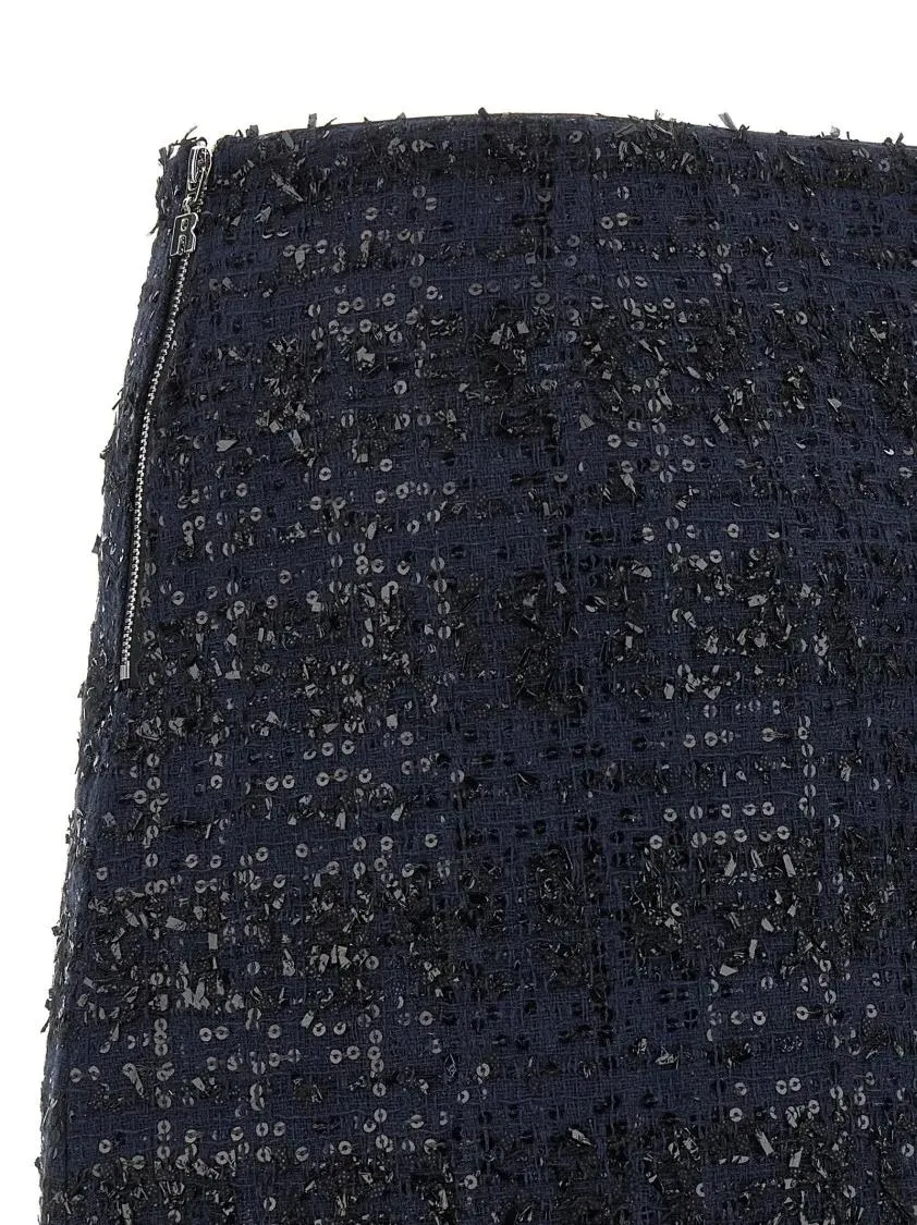 Rotate - 'Bouclé Mini' Skirt - Größe 38 - blau – Bild 2