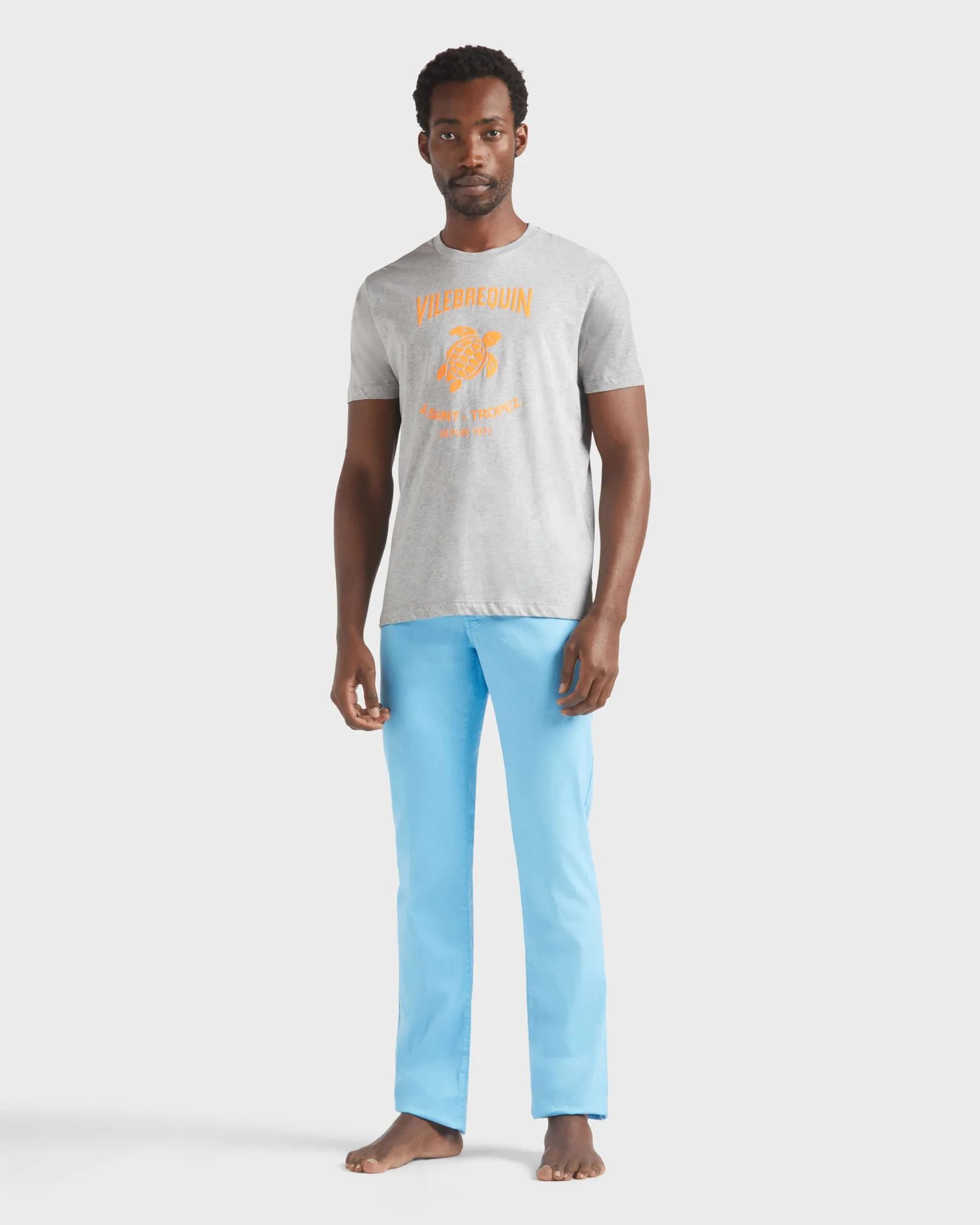 Vilebrequin - Baumwoll-t-shirt Mit Aufgedrucktem Kontrastlogo Aus Gummi Für Herren - T-shirt - Portisol - Grau - Größe S – Bild 3