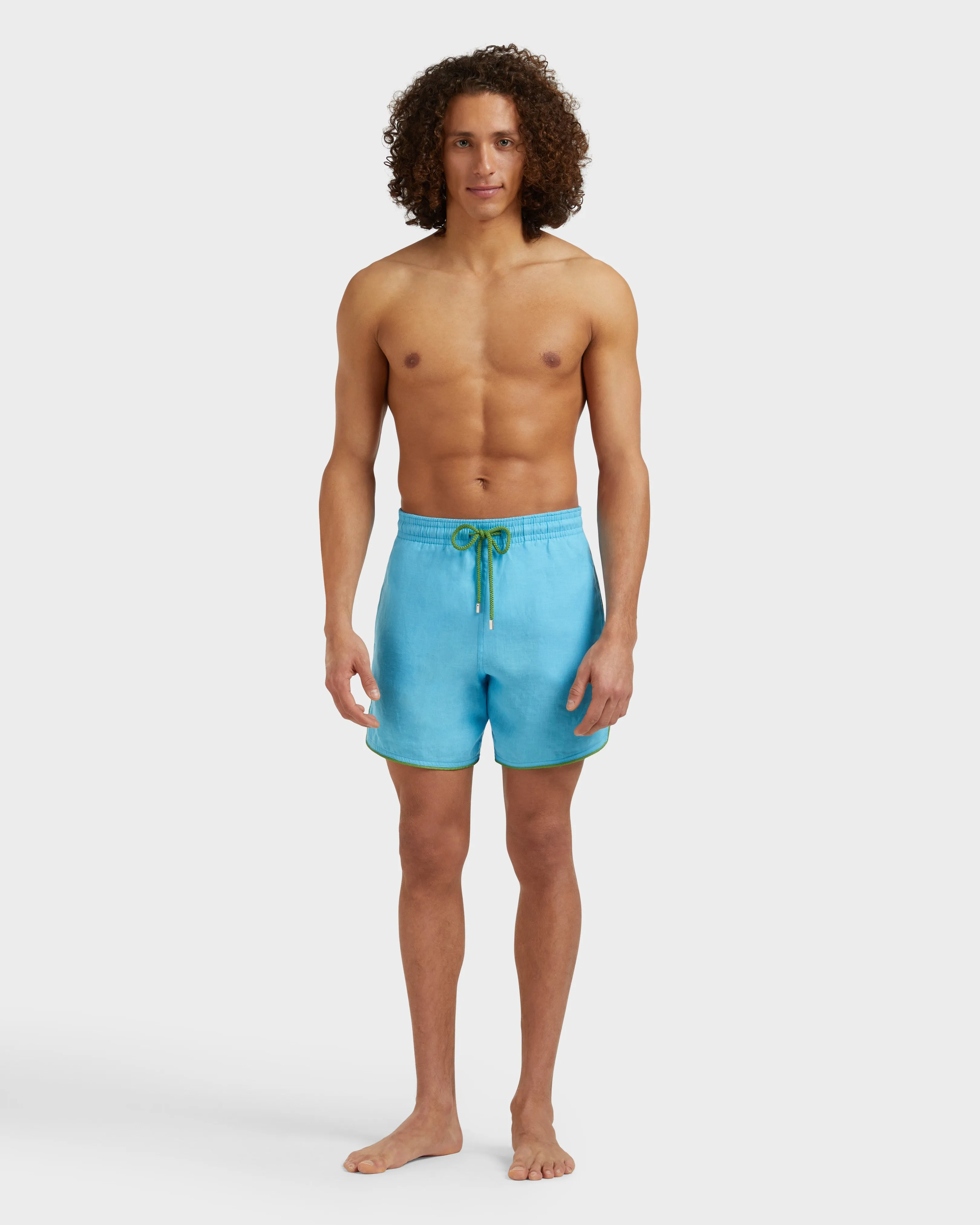 Vilebrequin - Solid Badeshorts Aus Leinen Für Herren - Bademode - Mallorca - Blau - Größe M – Bild 3