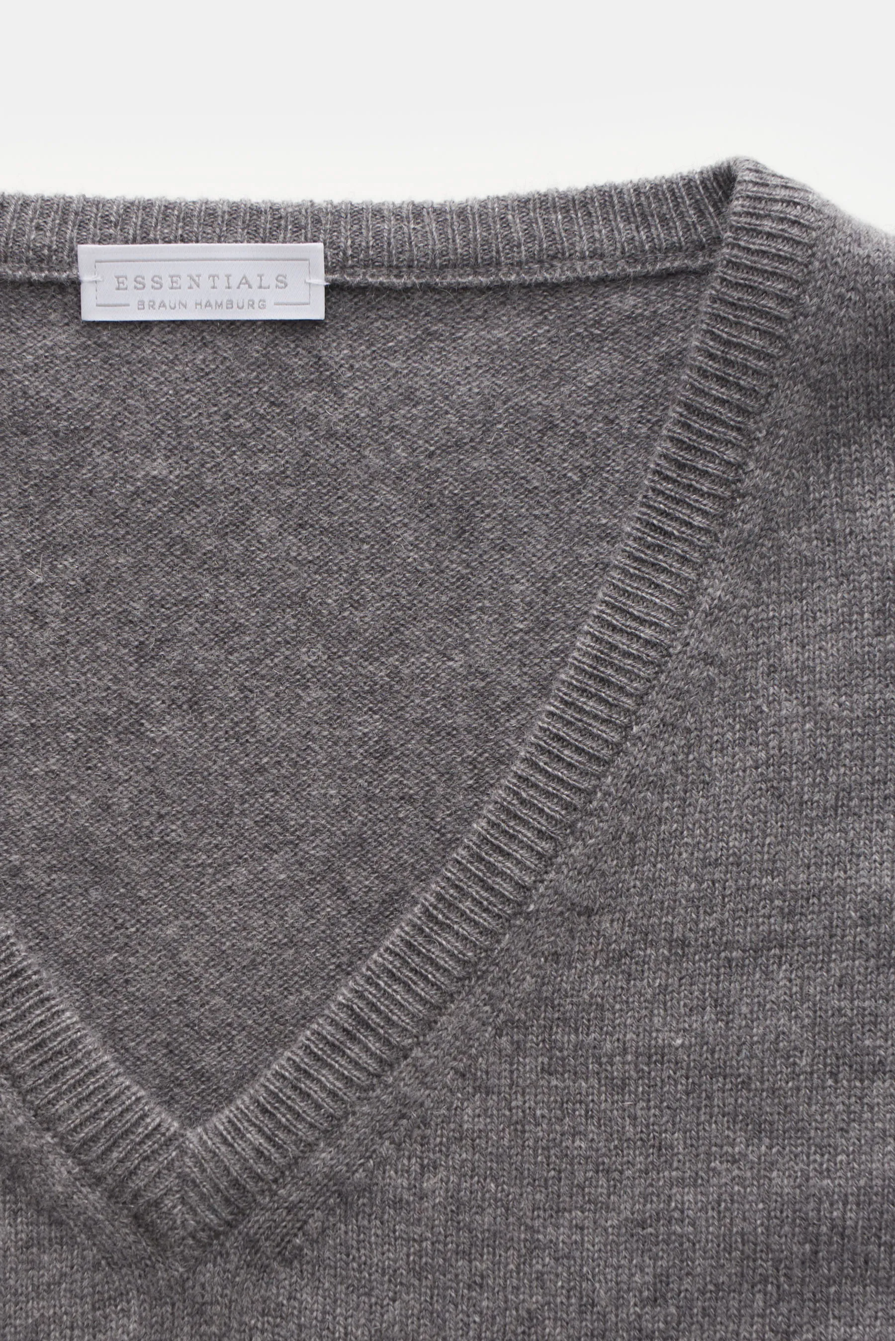 BRAUN Hamburg Essentials - Herren - Cashmere V-Neck Pullover grau – Bild 2