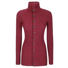 Yohji Yamamoto - Ribbed High Neck Sweater - Größe 2 - rot Yohji Yamamoto - Ribbed High Neck Sweater - Größe 2 - rot