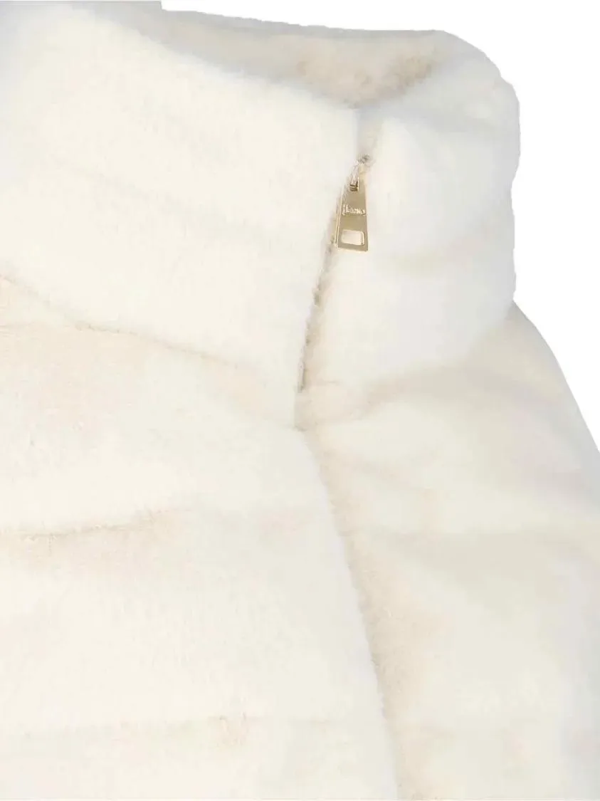 Herno - Faux Fur Puffer Jacket With High Collar - Größe 40 - weiß – Bild 2