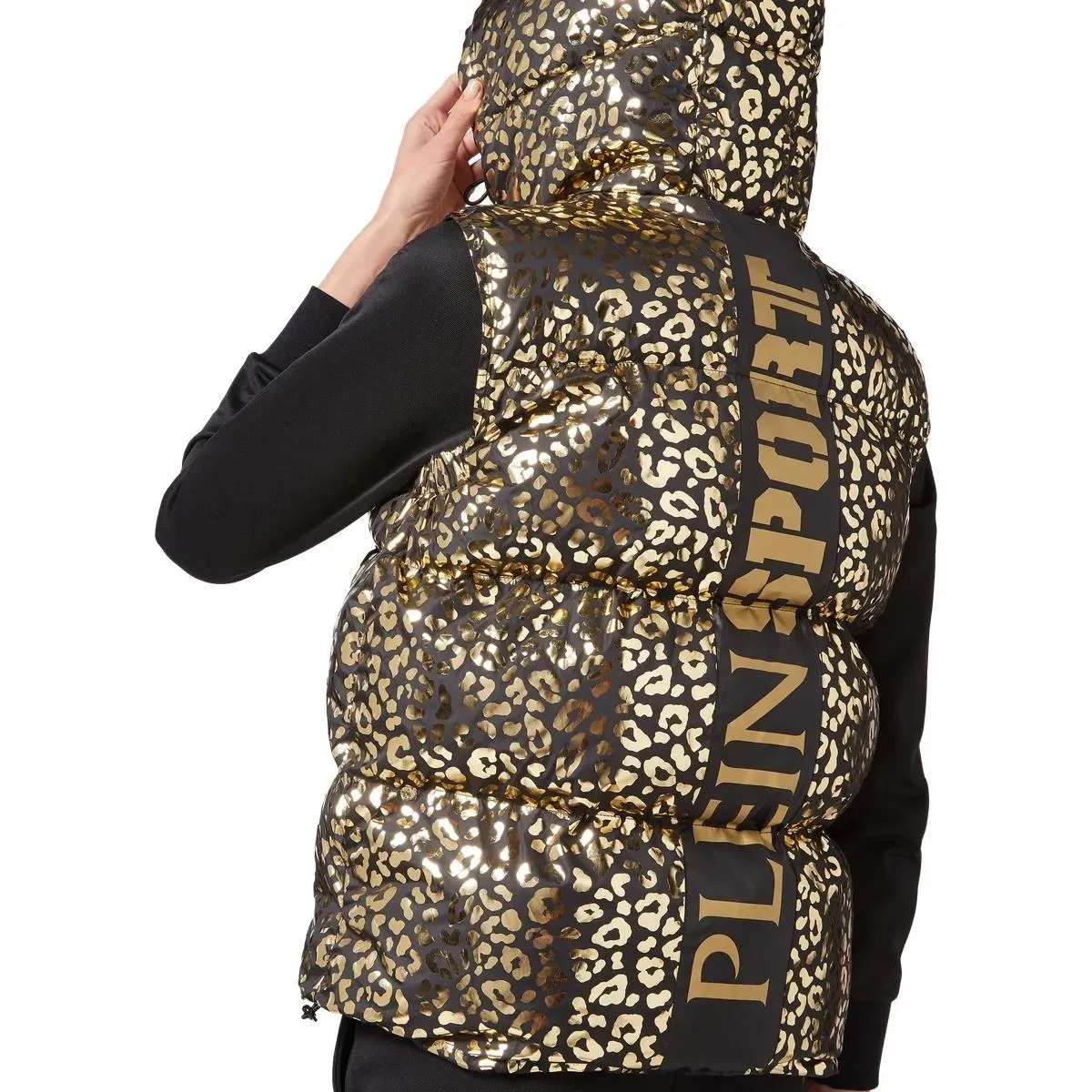 Plein Sport - Daunenweste Leopard - Größe M - goldfarben – Bild 3