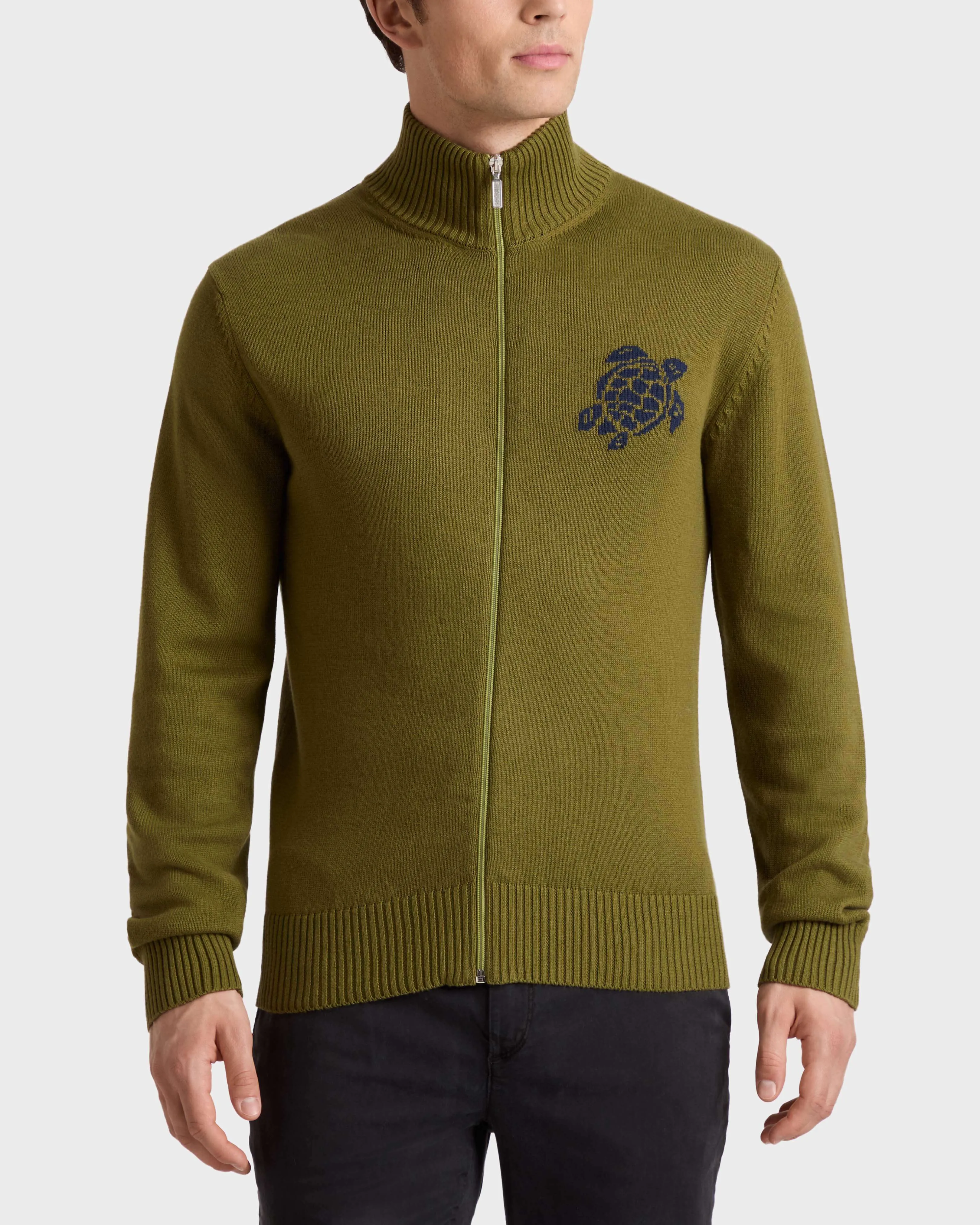 Vilebrequin - Turtle Pullover Mit Reißverschluss Aus Baumwolle Und Kaschmir Für Herren - Pullover - Petrus - Grün - Größe L – Bild 3