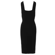 WARDROBE.NYC - Textured Ribbed Knit Midi Dress With Square - Größe XS - schwarz WARDROBE.NYC - Textured Ribbed Knit Midi Dress With Square - Größe XS - schwarz