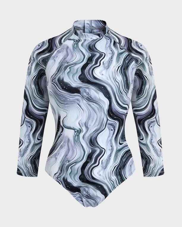 Vilebrequin - Einteiliger Marble Rashguard Mit Uv-schutz Für Damen - Rashguard - Lexane - Weiss - Größe S Vilebrequin - Einteiliger Marble Rashguard Mit Uv-schutz Für Damen - Rashguard - Lexane - Weiss - Größe S