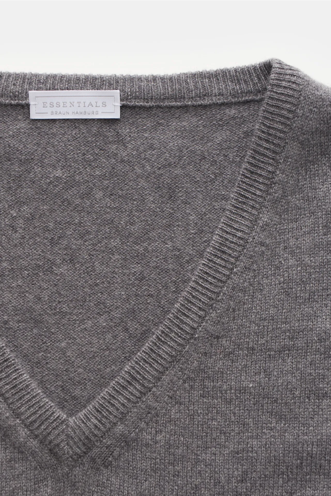 BRAUN Hamburg Essentials - Herren - Cashmere V-Neck Pullover grau – Bild 2