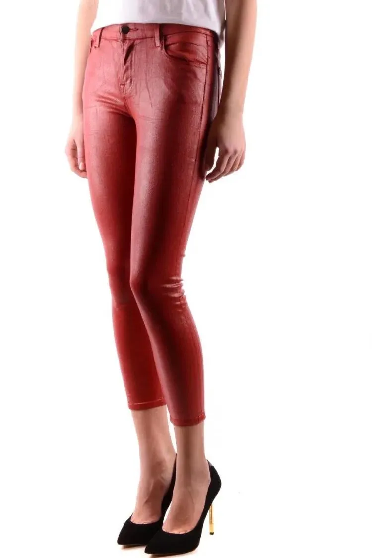 J Brand - Slim-Fit Cropped Jeans With Coated Finish - Größe 26 - rot – Bild 4