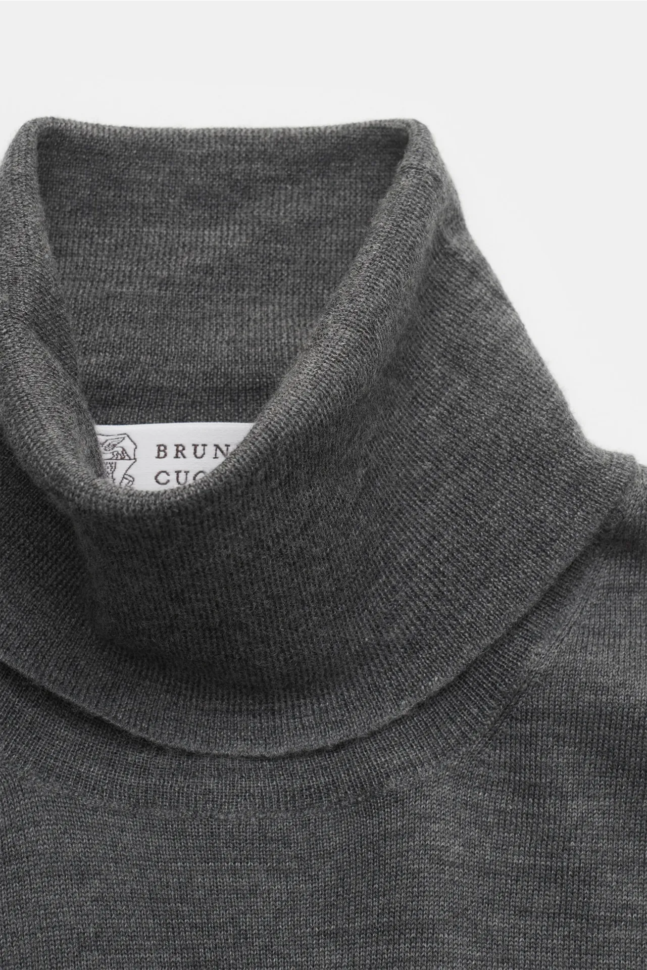 Brunello Cucinelli - Herren - Feinstrick-Rollkragenpullover dunkelgrau meliert – Bild 2