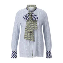 Herzensangelegenheit - Gestreifte Bluse mit Schluppe - Größe 42 - blau Herzensangelegenheit - Gestreifte Bluse mit Schluppe - Größe 42 - blau