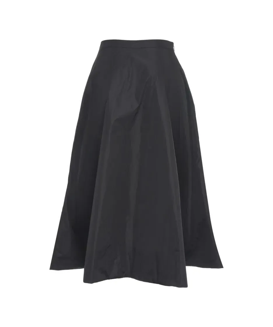 Add - Wide Flared Midi Skirt With Padded Texture - Größe 42 - schwarz – Bild 2