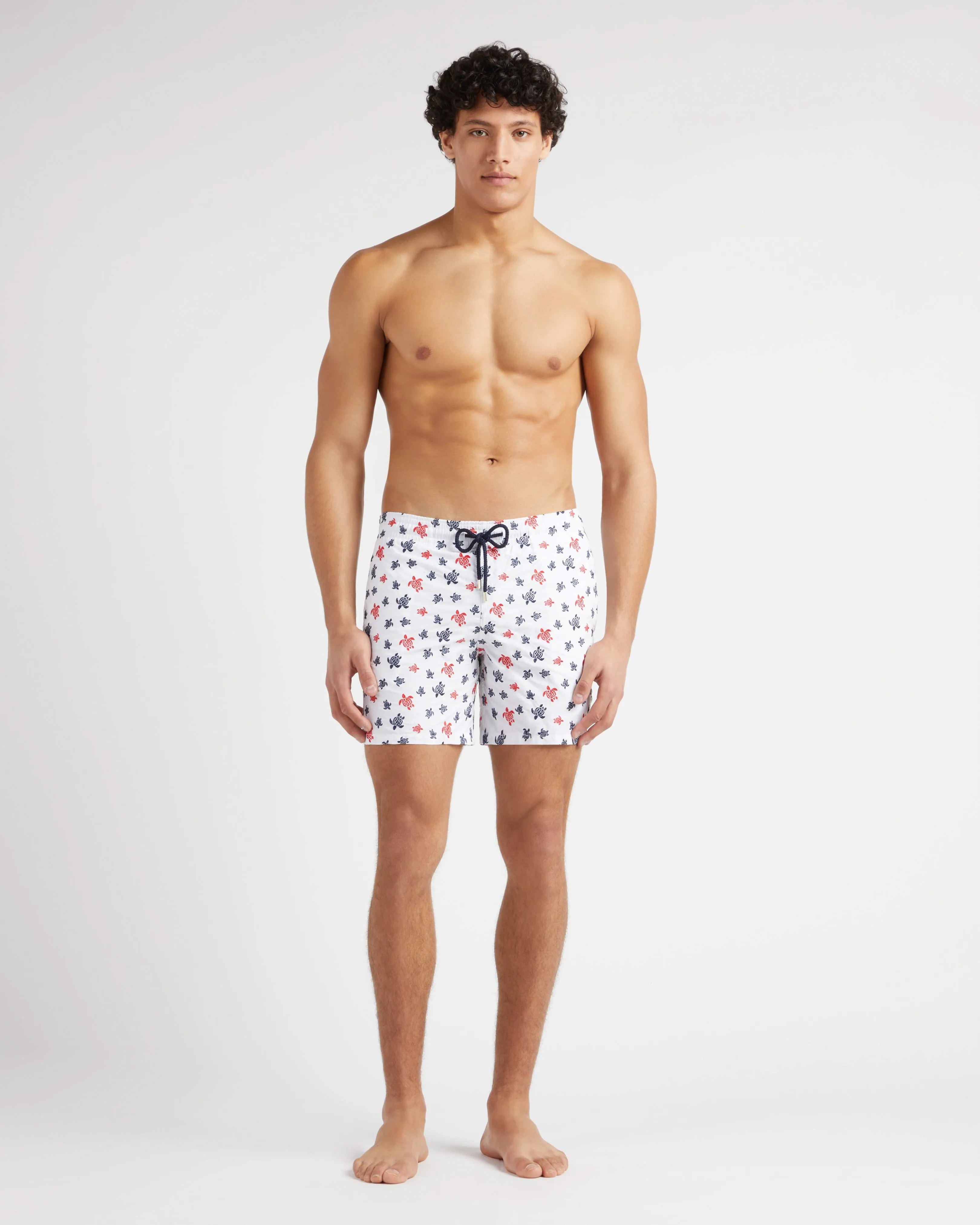 Vilebrequin - Micro Ronde Des Tortues Badeshorts Mit Stickerei Für Herren – Limitierte Serie - Bademode - Mistral - Weiss - Größe XXXL – Bild 3