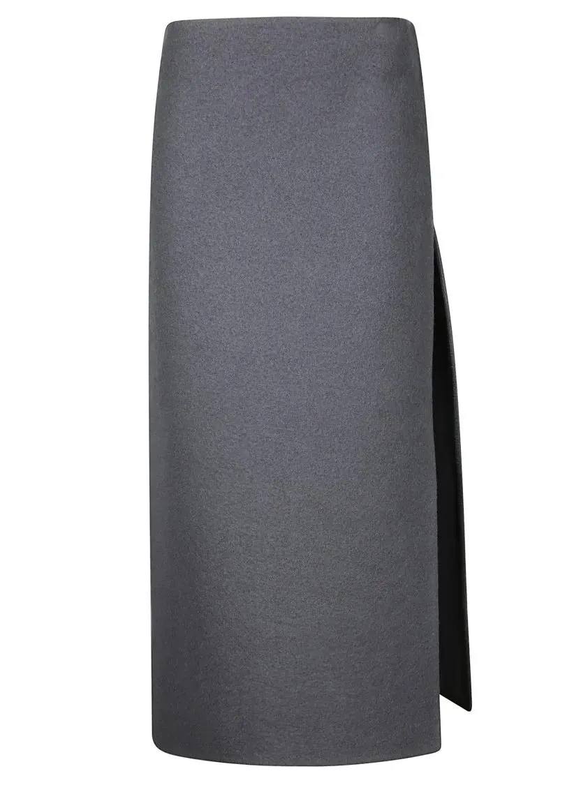 RIER - Midi Wool Skirt With Side Slit - Größe S - grau RIER - Midi Wool Skirt With Side Slit - Größe S - grau