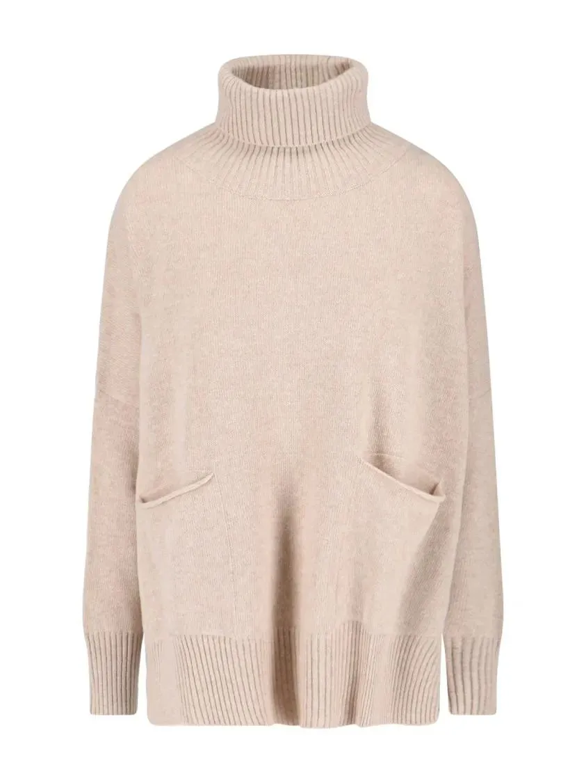 MA%27RY%27YA - High Neck Cashmere And Virgin Wool Sweater With Si - Größe M - schwarz MA%27RY%27YA - High Neck Cashmere And Virgin Wool Sweater With Si - Größe M - schwarz