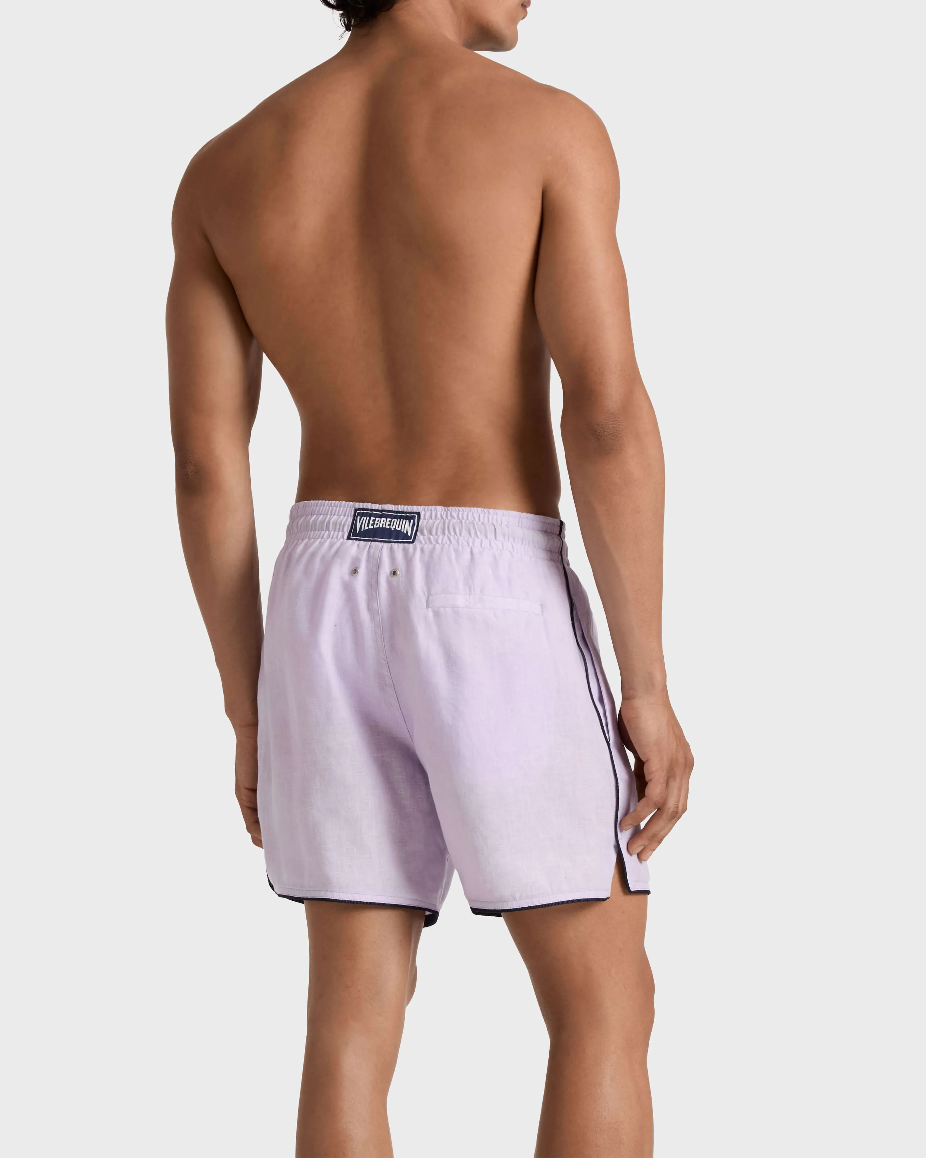 Vilebrequin - Solid Badeshorts Aus Leinen Für Herren - Bademode - Mallorca - Violett - Größe XL – Bild 4