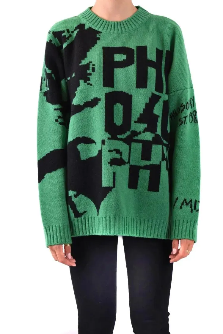 Philosophy Di Lorenzo Serafini - Oversized Wool Sweater With Graphic Design - Größe 38 - schwarz Philosophy Di Lorenzo Serafini - Oversized Wool Sweater With Graphic Design - Größe 38 - schwarz