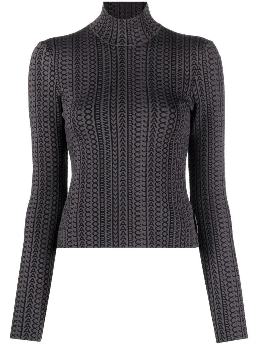 Marc Jacobs - Monogram Knit Mockneck Sweater With Fitted Silhoue - Größe M - schwarz Marc Jacobs - Monogram Knit Mockneck Sweater With Fitted Silhoue - Größe M - schwarz