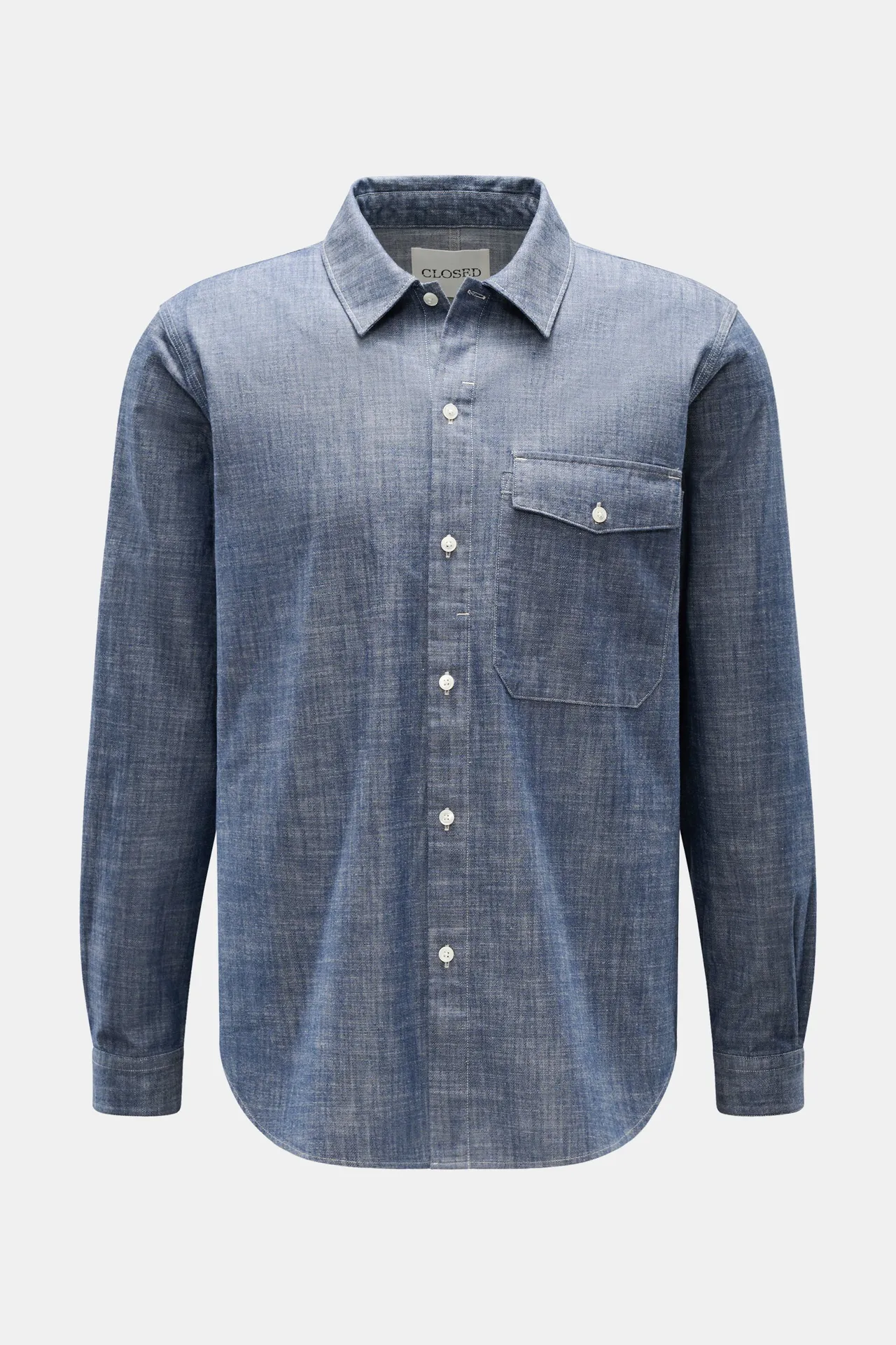 Closed - Herren - Chambray-Hemd schmaler Kragen graublau Closed - Herren - Chambray-Hemd schmaler Kragen graublau