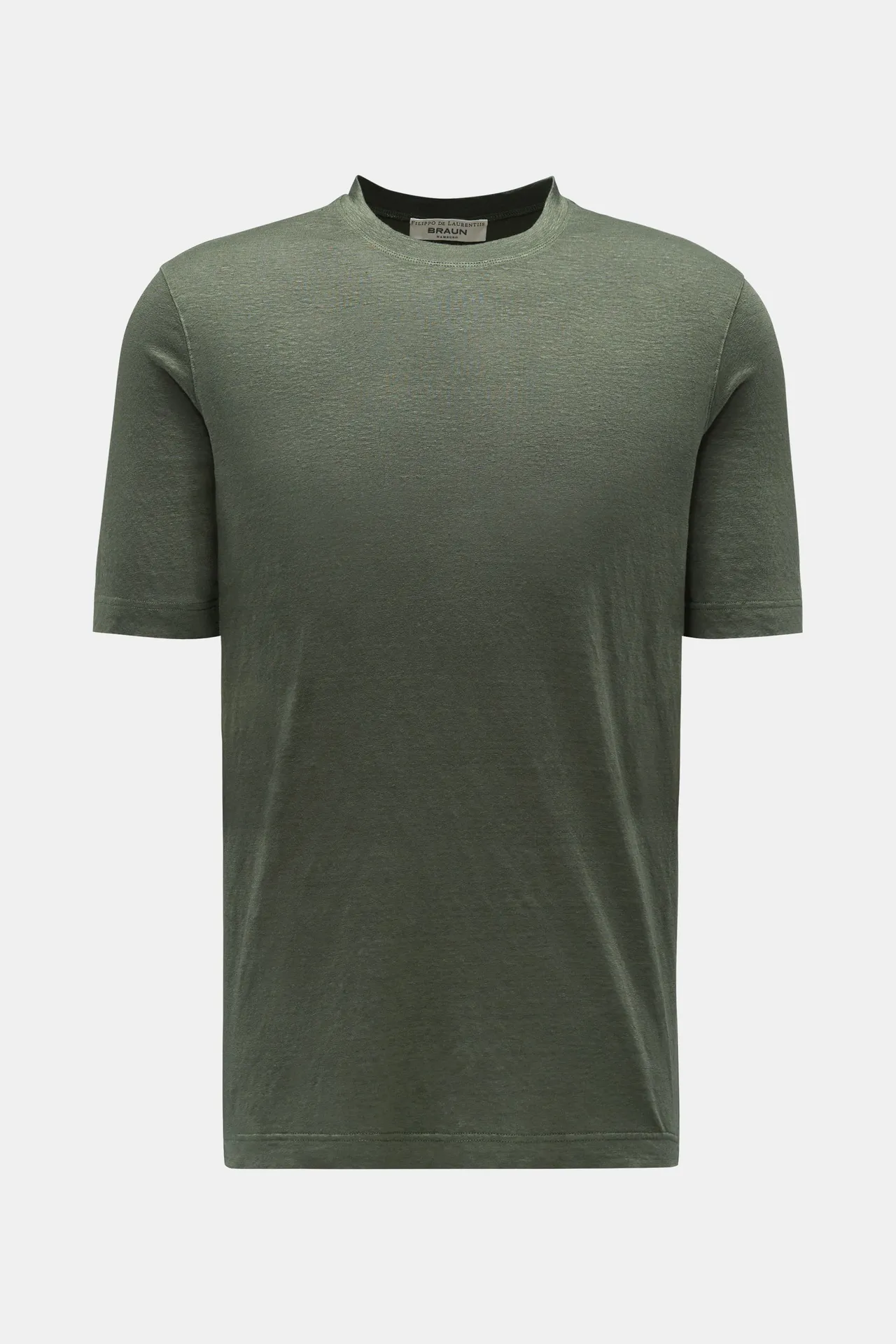 Filippo de Laurentiis - Herren - Leinen Rundhals-T-Shirt %27Jerlin%27 oliv meliert Filippo de Laurentiis - Herren - Leinen Rundhals-T-Shirt %27Jerlin%27 oliv meliert