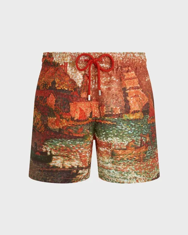 Vilebrequin - Sortie Du Port De St Tropez 360° Badeshorts Für Herren - Vilebrequin X Paul Signac - Bademode - Moopea - Rot - Größe XXL Vilebrequin - Sortie Du Port De St Tropez 360° Badeshorts Für Herren - Vilebrequin X Paul Signac - Bademode - Moopea - Rot - Größe XXL