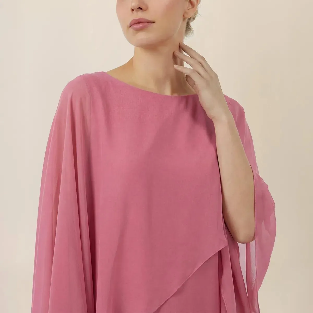 Apart - Chiffonkleid mit Cape - Größe 42 - rosa – Bild 3