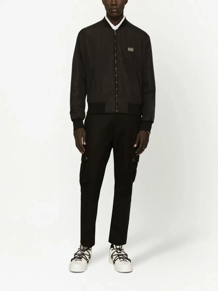 Dolce&Gabbana - Fitted Black Bomber Jacket With Ribbed Details - Größe 50 - schwarz – Bild 2