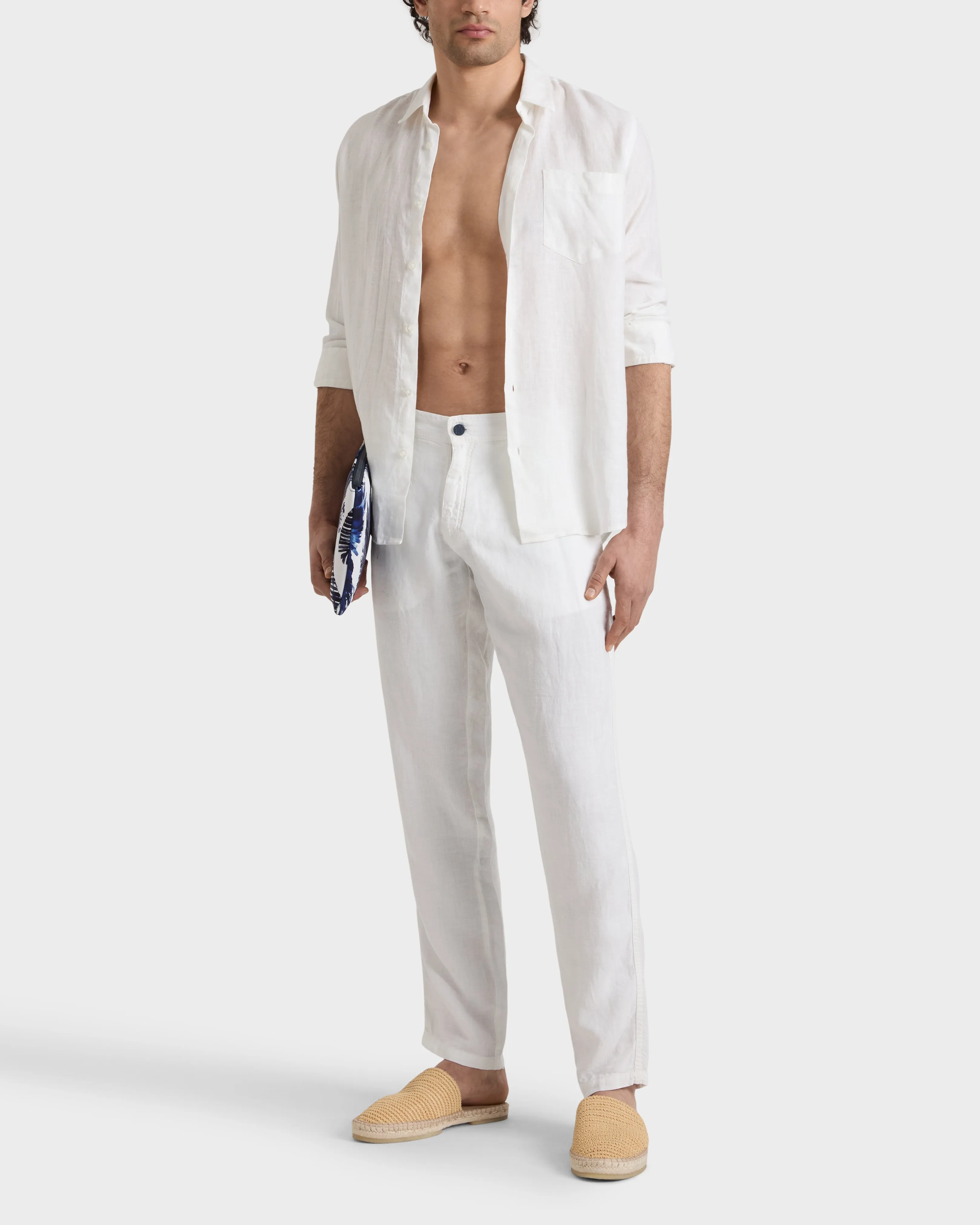 Vilebrequin - Solid Leinenhose Mit Geradem Schnitt Für Herren - Hose - Panache - Weiss - Größe XXL – Bild 3