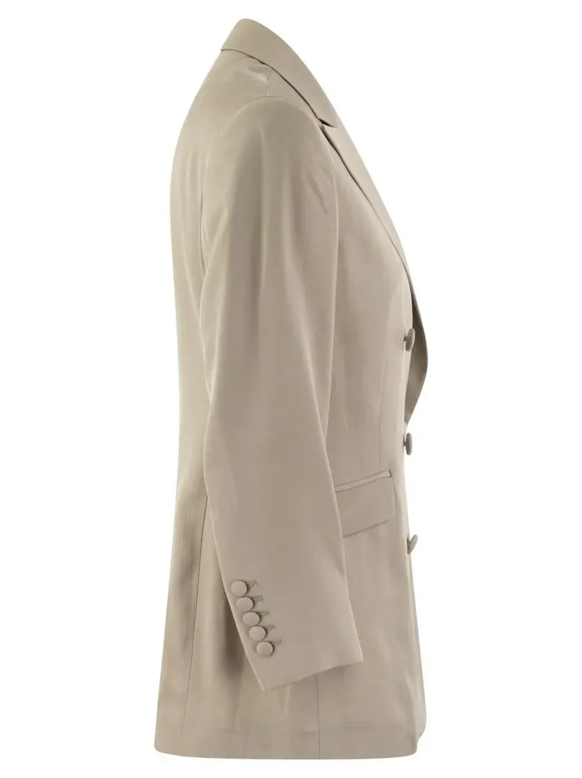Saulina - Anita - Viscose Double-Breasted Blazer - Größe 42 - beige – Bild 3