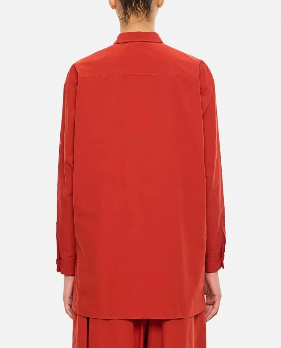DUSAN - Red Shirt With Pointed Collar And Elegant Draping - Größe XS - rot – Bild 3