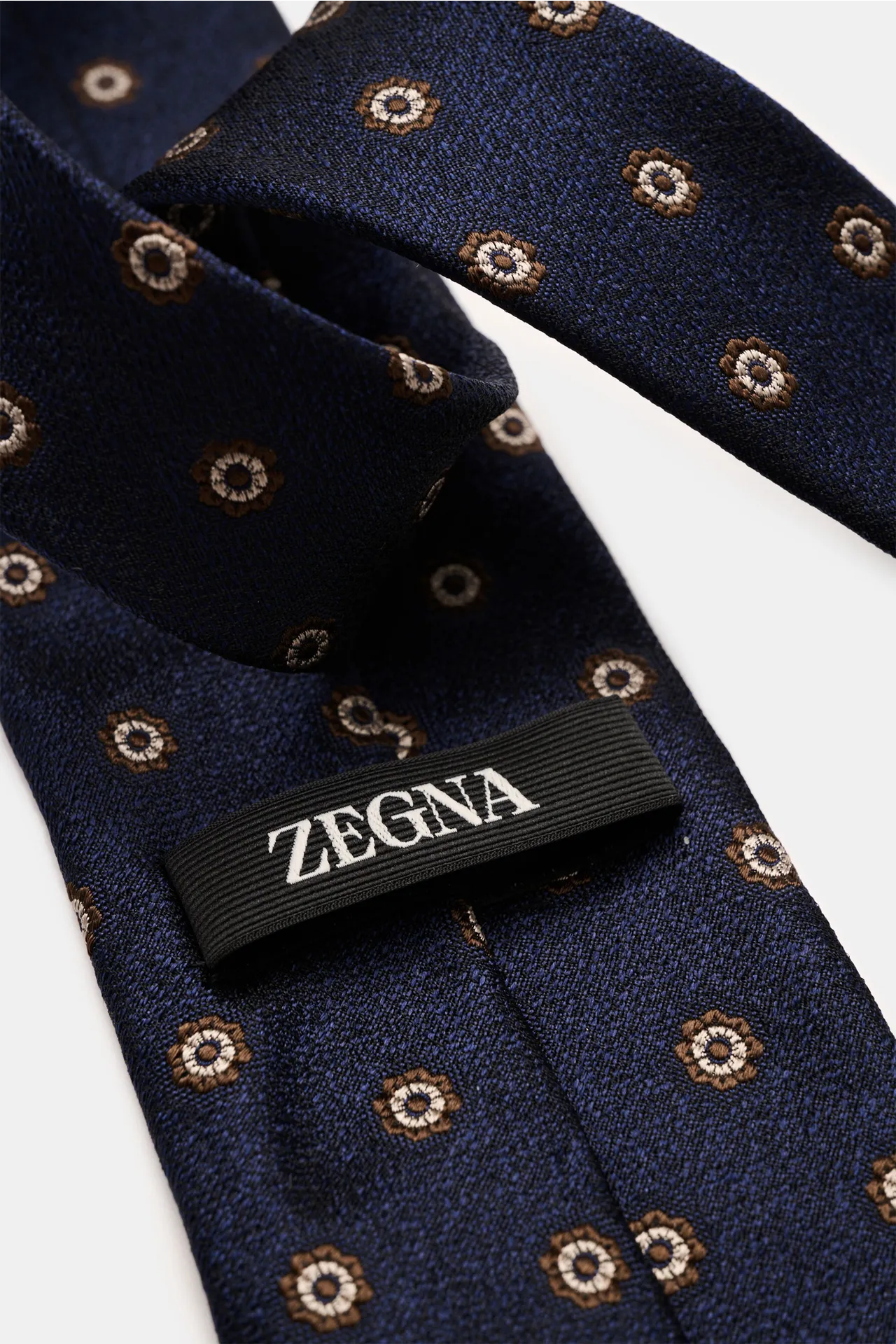 Zegna - Herren - Seidenkrawatte navy/braun/beige gemustert – Bild 3