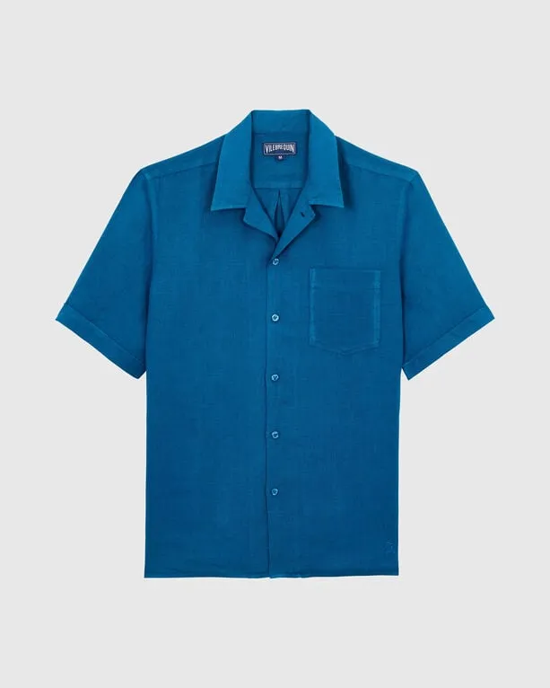 Vilebrequin - Solid Bowling-hemd Aus Leinen Für Herren - Hemd - Charli - Blau - Größe S Vilebrequin - Solid Bowling-hemd Aus Leinen Für Herren - Hemd - Charli - Blau - Größe S