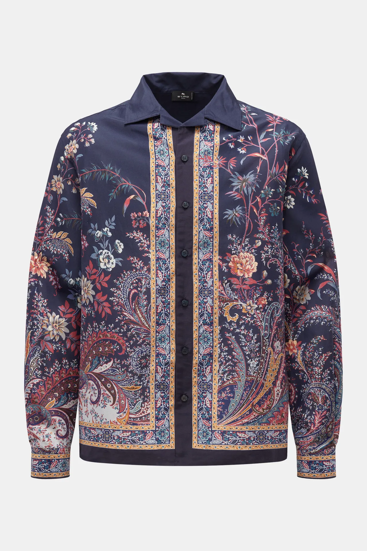 Etro - Herren - Casual Hemd Kubanischer Kragen navy/gelb/rot gemustert Etro - Herren - Casual Hemd Kubanischer Kragen navy/gelb/rot gemustert