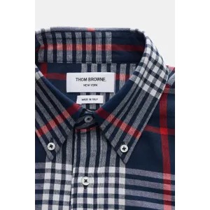 Thom Browne - Herren - Kurzarmhemd Button-Bown-Kragen navy/weiß/rot kariert
