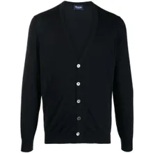 Drumohr - Navy Blue Cotton Fine Knit Cardigan - Größe 50 - blau Drumohr - Navy Blue Cotton Fine Knit Cardigan - Größe 50 - blau