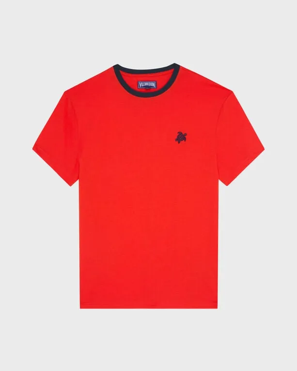 Vilebrequin - Bicolor T-shirt Aus Bio-baumwolle Für Herren - T-shirt - Tewis - Rot - Größe XL Vilebrequin - Bicolor T-shirt Aus Bio-baumwolle Für Herren - T-shirt - Tewis - Rot - Größe XL