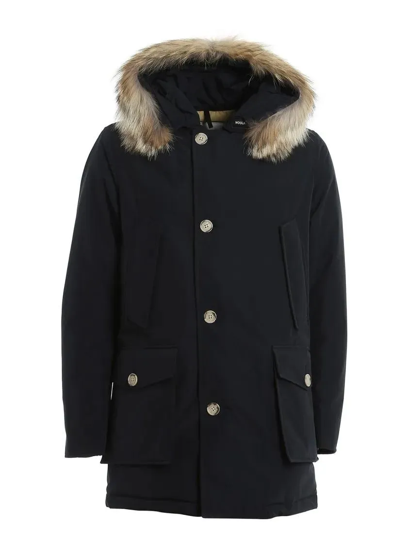 Woolrich - Classic Black Cotton Parka With Fur-Lined Hood - Größe XXL - schwarz Woolrich - Classic Black Cotton Parka With Fur-Lined Hood - Größe XXL - schwarz