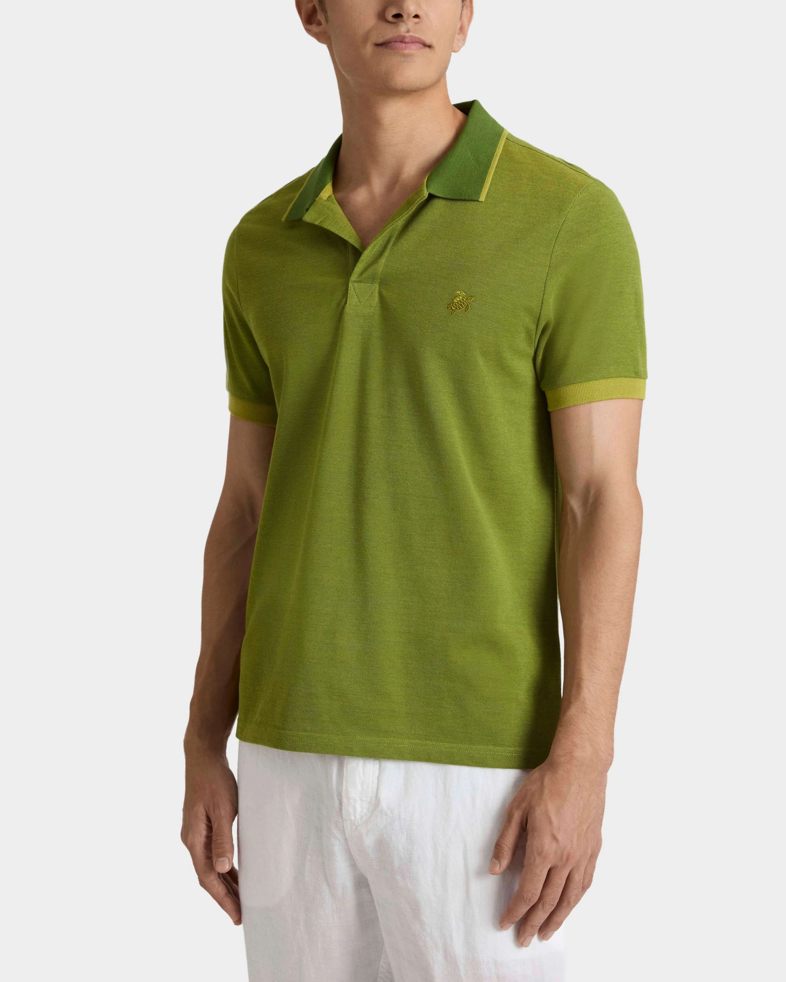 Vilebrequin - Solid Polohemd Aus Baumwolle Mit Changierendem Effekt Für Herren - Polohemd - Palatin - Grün - Größe XL – Bild 3