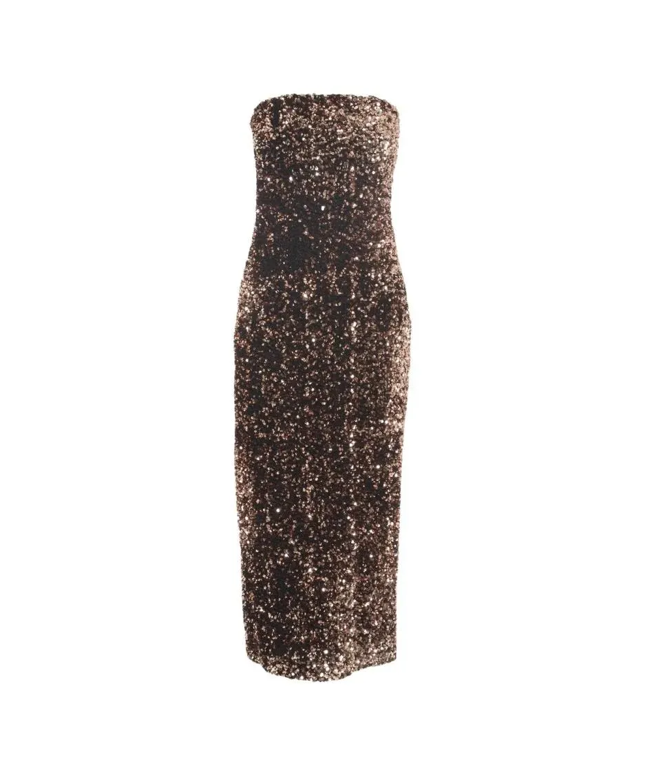 Gender - Strapless Bronze Midi Dress With Sequin Embellishm - Größe 42 - schwarz Gender - Strapless Bronze Midi Dress With Sequin Embellishm - Größe 42 - schwarz