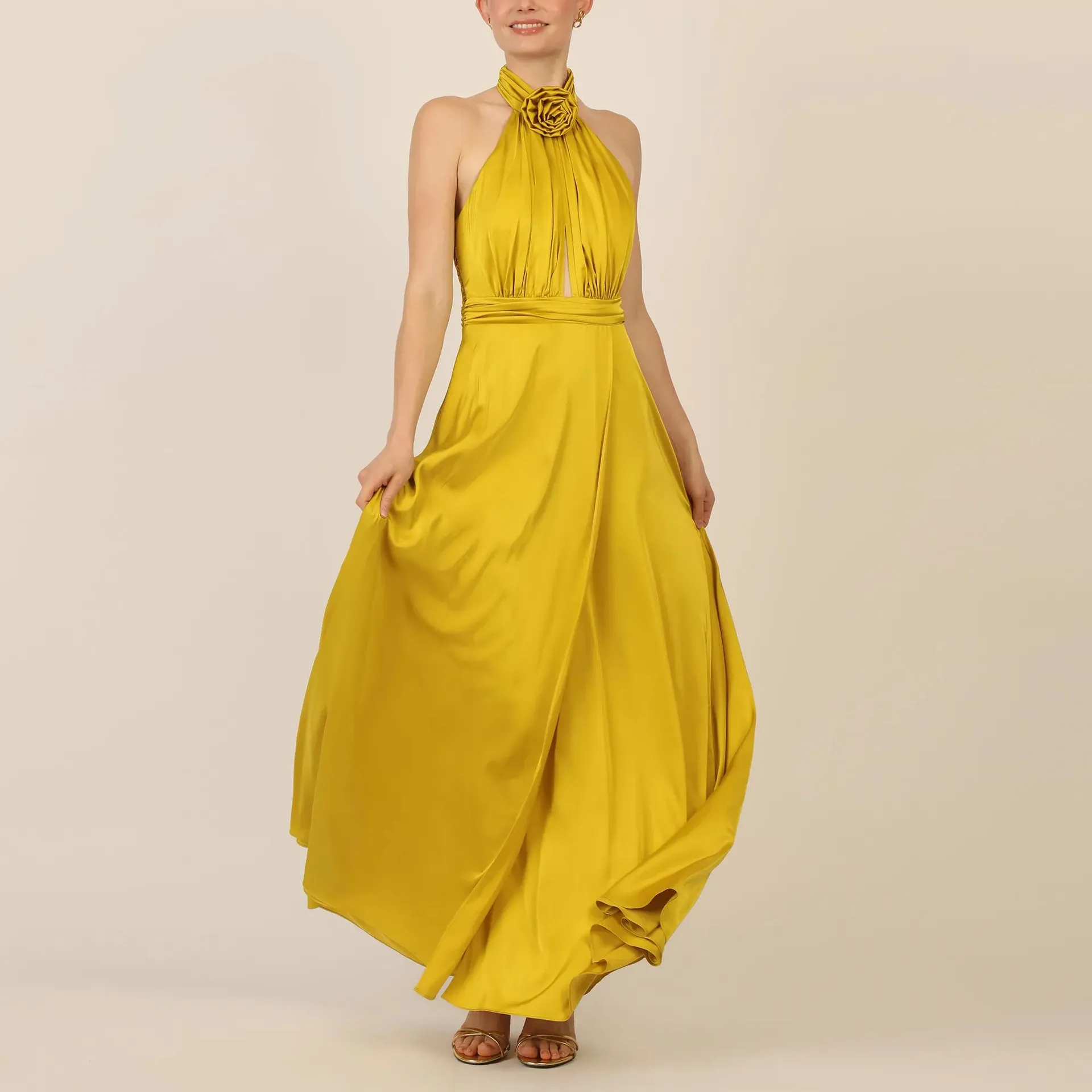 Apart - Satinkleid - Größe 42 - gelb – Bild 4