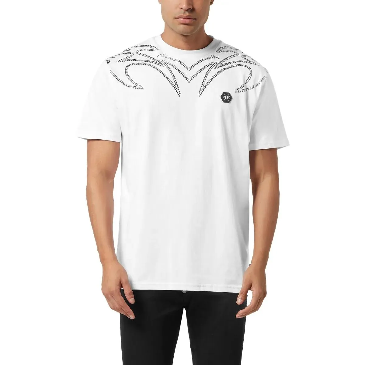 Philipp Plein - T-Shirt Rundhalsausschnitt Ss Mit Nieten Verziert - Größe 3XL - weiß – Bild 4