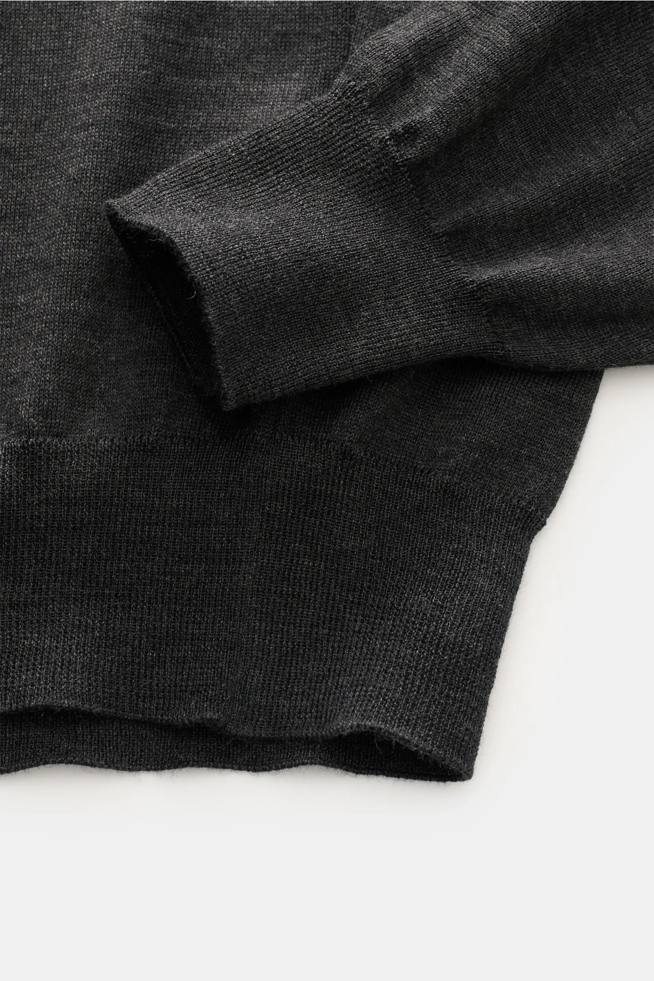 Filippo de Laurentiis - Herren - Merino Feinstrick-Rundhalspullover dunkelgrau meliert – Bild 3