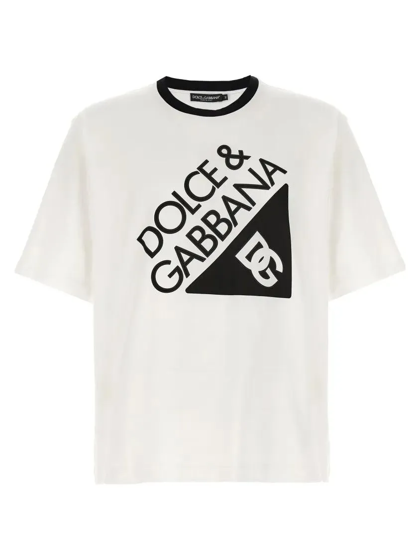 Dolce&Gabbana - Cotton Crewneck T-Shirt With Front Logo - Größe S - weiß Dolce&Gabbana - Cotton Crewneck T-Shirt With Front Logo - Größe S - weiß