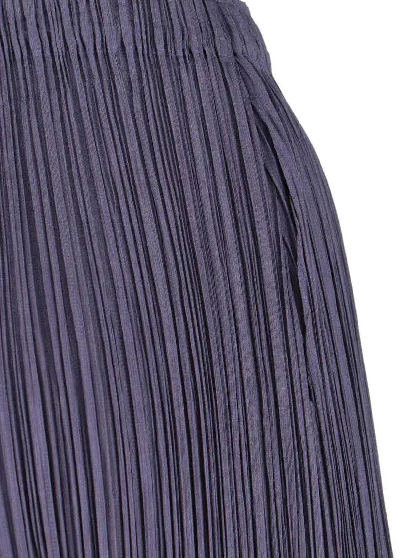 ISSEY MIYAKE PLEATS PLEASE - Pleated Wide-Leg Trousers With Cropped Silhouette - Größe II - blau – Bild 2