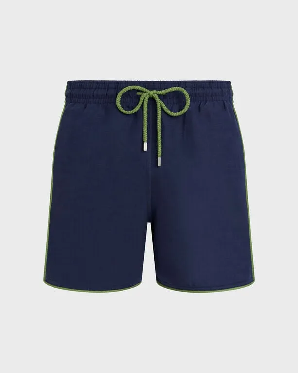 Vilebrequin - Solid Badeshorts Aus Leinen Für Herren - Bademode - Mallorca - Blau - Größe XXL Vilebrequin - Solid Badeshorts Aus Leinen Für Herren - Bademode - Mallorca - Blau - Größe XXL