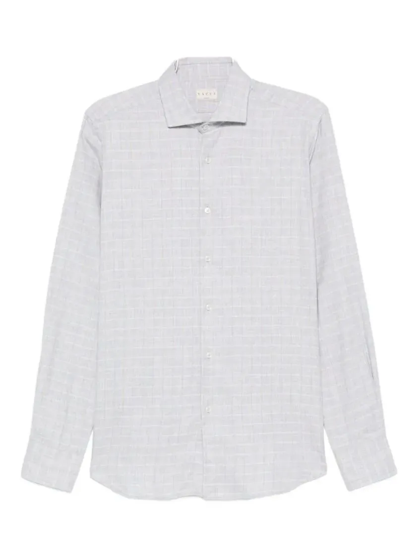 Xacus - Subtle Checkered Long-Sleeve Shirt With Classic Co - Größe 39 - weiß Xacus - Subtle Checkered Long-Sleeve Shirt With Classic Co - Größe 39 - weiß