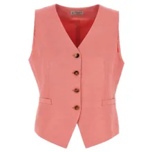 Alberto Biani - Linen And Viscose Blend Vest With V-Neck And Butto - Größe 44 - pink Alberto Biani - Linen And Viscose Blend Vest With V-Neck And Butto - Größe 44 - pink