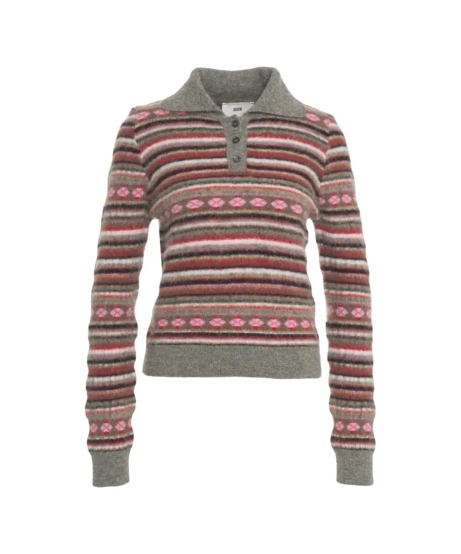 Solotre - Polo Collar Sweater - Größe 1 - pink Solotre - Polo Collar Sweater - Größe 1 - pink